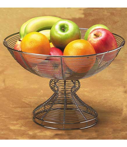 Pedestal Round Chrome Wire Basket 13" dia. x 8"H