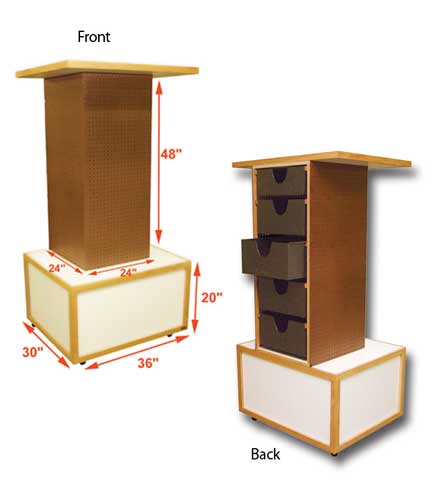 Pegboard Display Cart 36"L x 30"W x 68"H