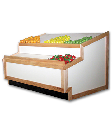 Oak Trimmed Produce Display End Cap Right Side 48"L x 48"W x 42.5"H