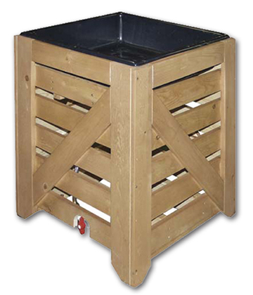 Produce Wood Orchard Bin with Drain 24" Sq. x 32"H