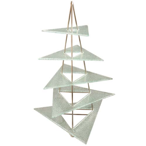 Wire 5-Tier Triangular Clear Glass Display