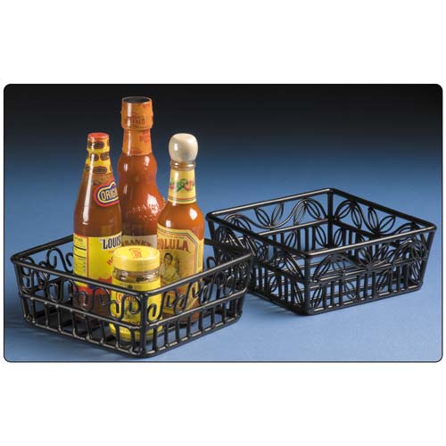 Wrought Iron Condiment Basket with Scroll Motif 7" Sq.