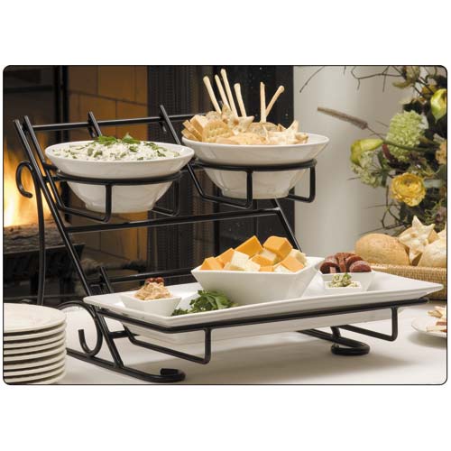Wrought Iron 2-Tier Buffet Stand 15"L x 15.75"W x 12.5"H