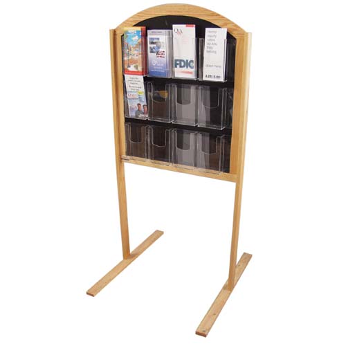 Floor Stand Wood Curved 2-Sided  Brochure Holder 26"L x 54"H