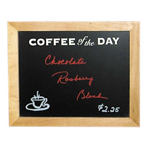 Remarkable Board with Oak Frame Imprinted with "Coffee of the Day"  13"W
