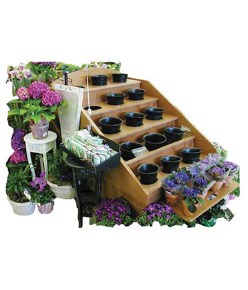 Oak Flower Wagon with Vase Insets 72"L x 30"W x 40"H