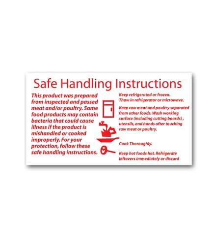 Meat Safe Handling Instructions Label 2.25"L x 1.25"W