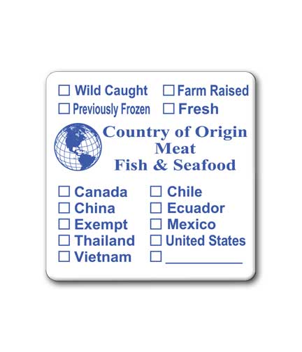 COUNTRY OF ORIGIN MEAT SEAFOOD Check-off Label