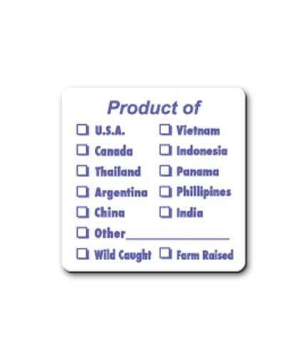 COUNTRY OF ORIGIN Check-off label 2.25"Sq.