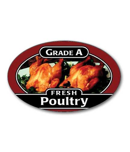 Self Adhesive Label GRADE A FRESH POULTRY 2"L x 1.25"H