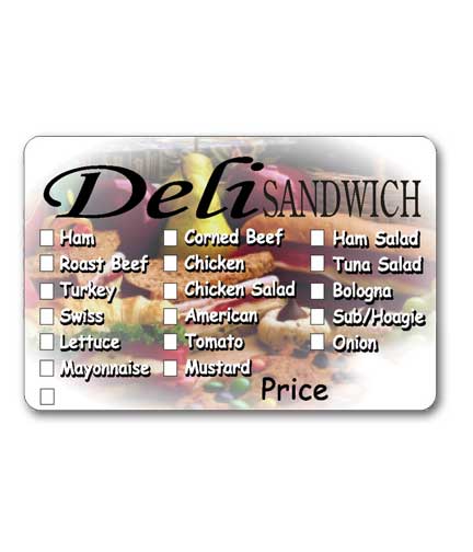 Self-Adhesive Label Deli Sandwich Check-Off 3"L x 2"H