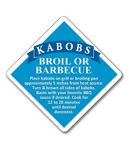 Self-Adhesive Label KABOBS BROIL OR BBQ 2" x 2"