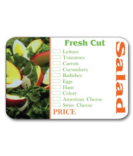 Self-Adhesive Label Fresh Cut Salad Check-Off  3"L x 2"H