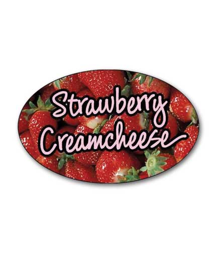 Self-Adhesive Label STRAWBERRY CREAM CHEESE 2"L x 1.25"H