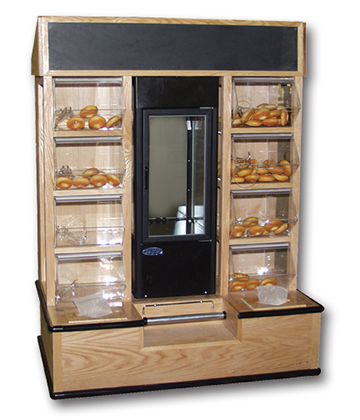 Bagel End Cap Display with Refrigerator 50"L x 28"W x 64"H
