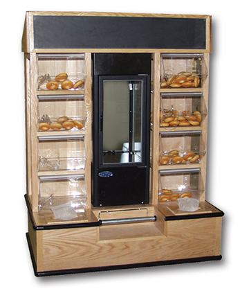 Bagel End Cap Display with Refrigerator 48"L x 33"W x 64"H