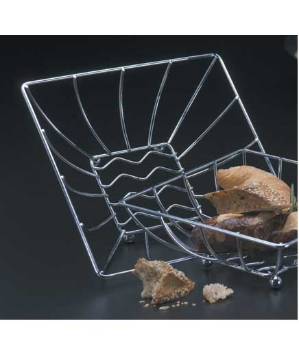 Table Top Chrome Space Time Continuum Wire Basket 9"Sq. x 3"H