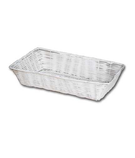 Synthetic White Wicker Basket 14"L x 10"W x 2.5"H