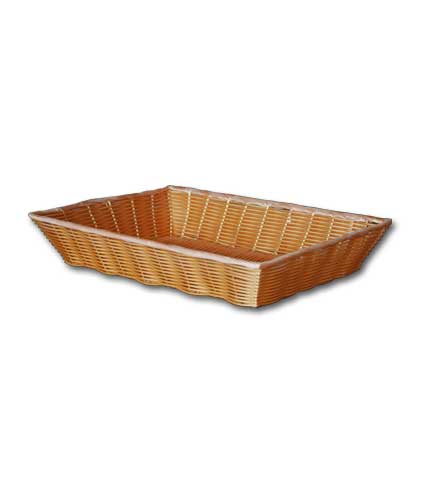 Synthetic Golden Wicker Basket Tray 14"L x 10"W x 2.5"H