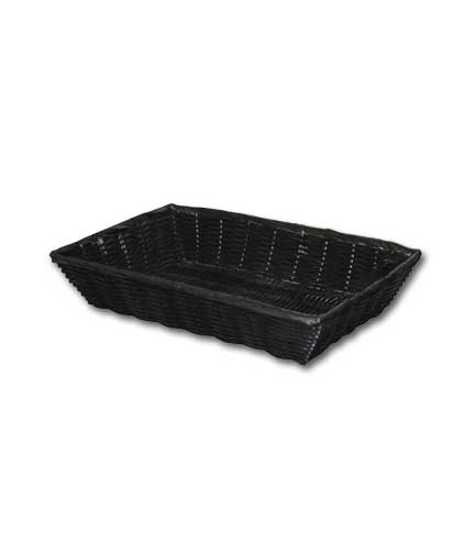 Synthetic Black Wicker Basket 12"L x 12"W x 2"H