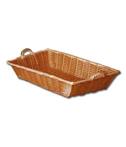 Synthetic Golden Wicker Basket with Handles 16"L x 11"W x 3"H