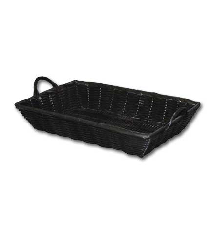 Synthetic Black Wicker Basket with Handles 16"L x 11"W x 3"