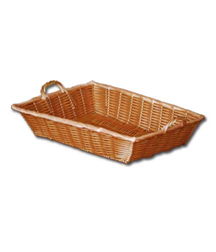 Synthetic Rectangular Wicker Basket with Handles 12"L x 8"W x 3"H