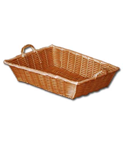 Synthetic Wicker Basket with Handles 12.25"L x 9"W x 4"H