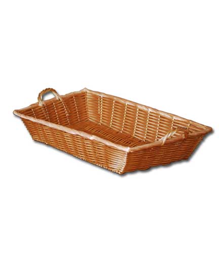 Synthetic Golden Wicker Basket with Handles 18"L x 12"W x 3"H