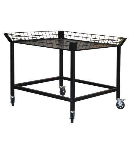 Black Mobile Wire Dump Table 48"L x 43.5"W x 39.75"H