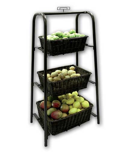 Tiered 3-Basket Merchandiser 25"L x 17"W x 50"H