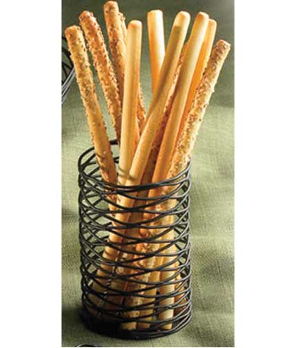 Table Top Upright Can Breadstick Wrought Iron Basket 3.5"Dia. x 5.5"H