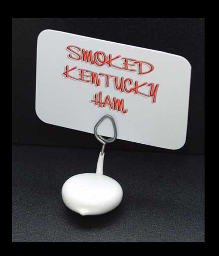 White Teardrop Weighted Base Tag Holder