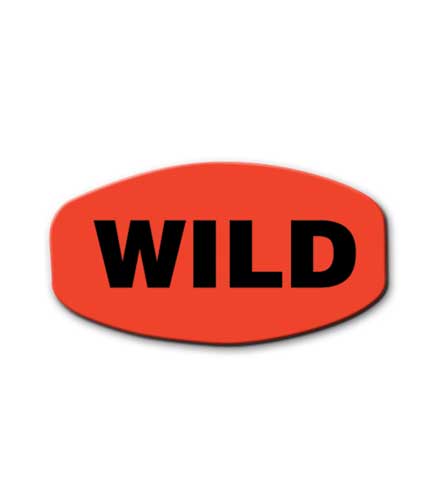 WILD Day-Glow Sticker for Seafood 1.4375"L x .75"H