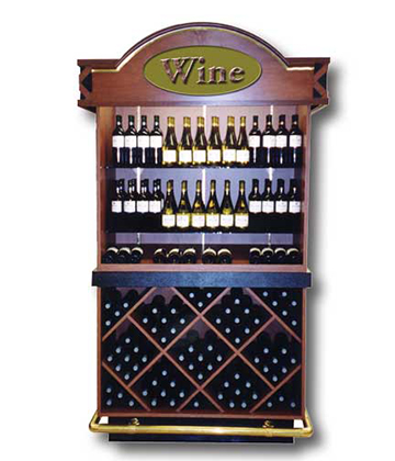 Polished Oak Wine Display with Brass Bumper 48"L x 30"W x 120"H