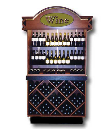 Polished Oak Wine Display 48"L x 30"W x 120"H