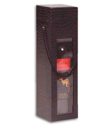 Window Black Wine Gift Box with Lid 3"Sq. x 13"H