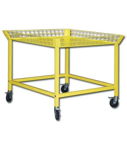 Yellow Mobile Wire Dump Table 48" L x 43.5"W x 39.75"H