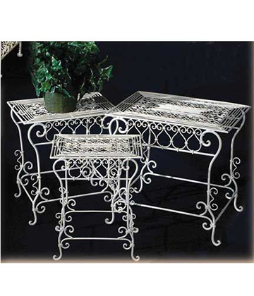 Wire Floral Nesting Table Set of Three