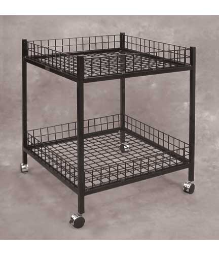White Wire Grid Merchandising Table 2-Tier 29"Sq. x 35"H