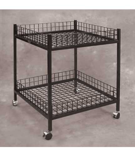 Black Wire Grid Merchandising Table 2-Tier 29"Sq. x 35"H