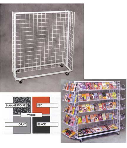 Red Wire Grid Panel Island Display