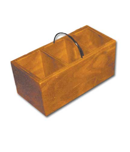 Wood Basket Tote with 3 Compartments  16.75"L x 6.25"W x 6"H
